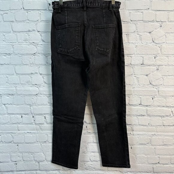 Gray Mellow Women's High Rise Paperbag Waist Jeans, Size Large, Black - Picture 7 of 11